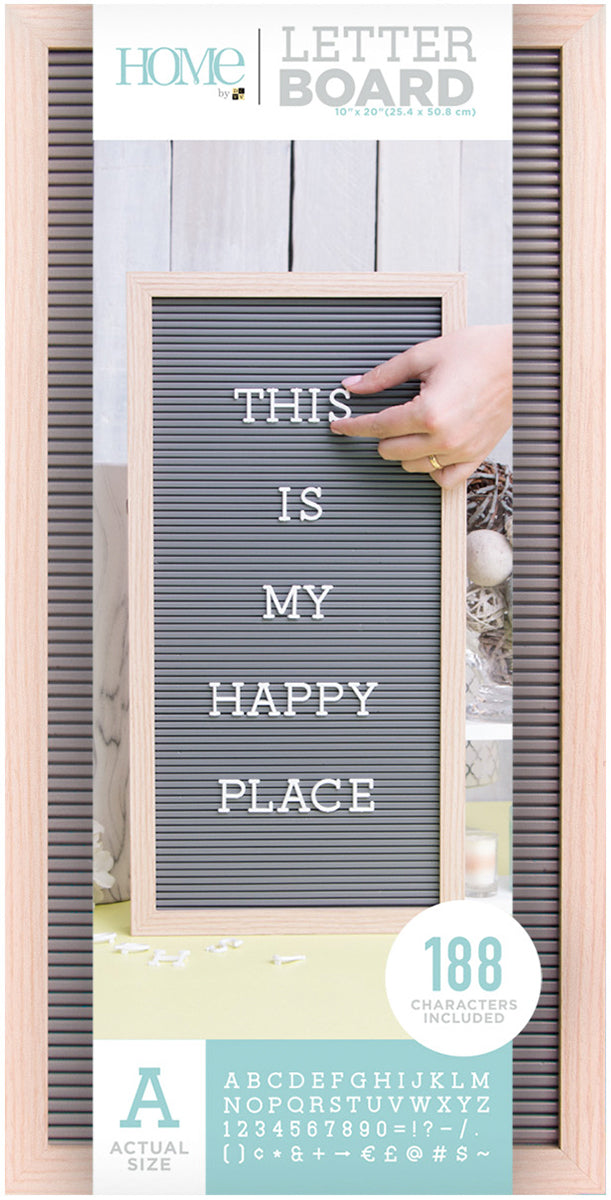DCWV Framed Letterboard 10"X20"-Natural W/Gray Insert