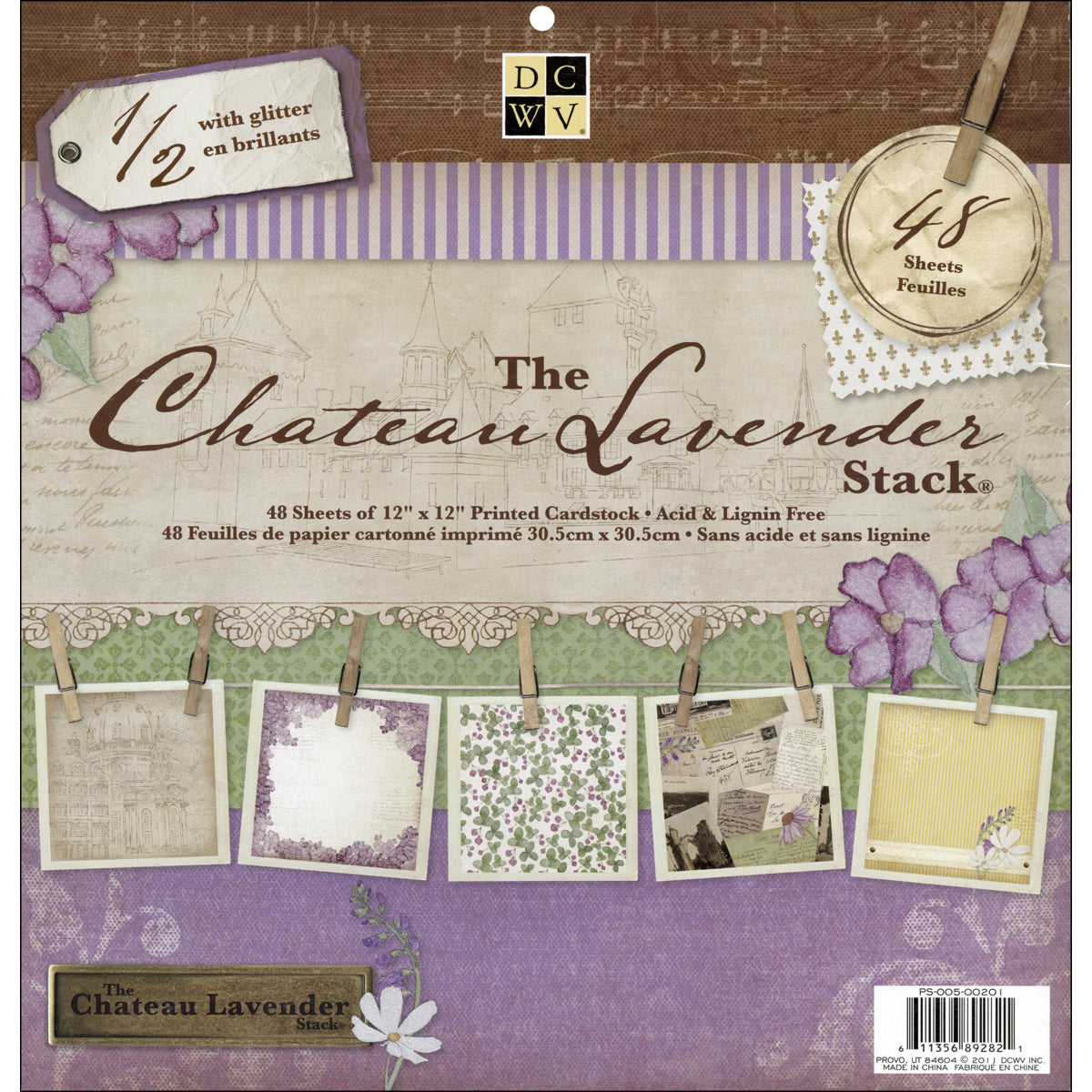 DCWV 12x12" Cardstock Stack - Chateau Lavender
