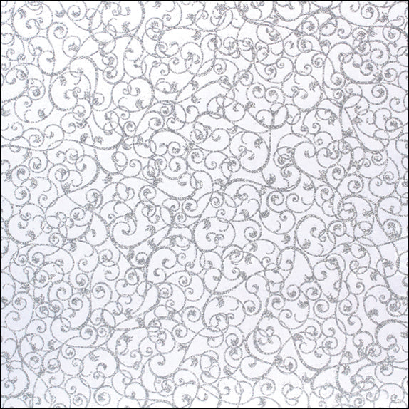 AC Patterned Glitter 12x12" Cardstock - Silver Swirl, 15 sheets