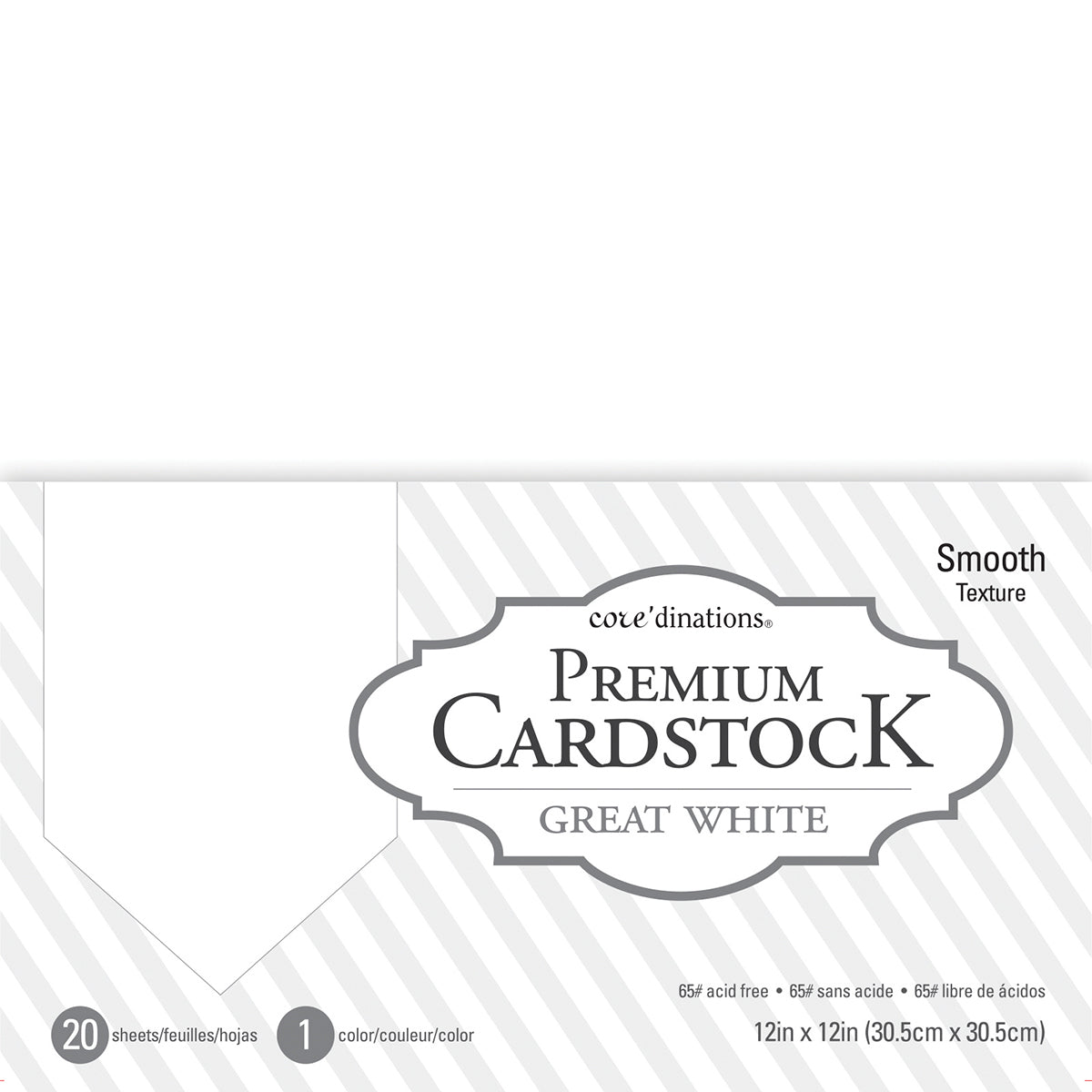 Core'dinations Value Pack Smooth Cardstock 12"X12" 20/Pkg-Great White