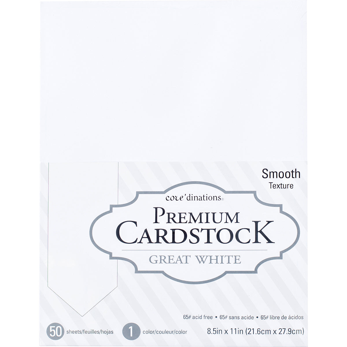 Core'dinations Value Pack Smooth Cardstock 8.5"X11" 50/Pkg-Great White