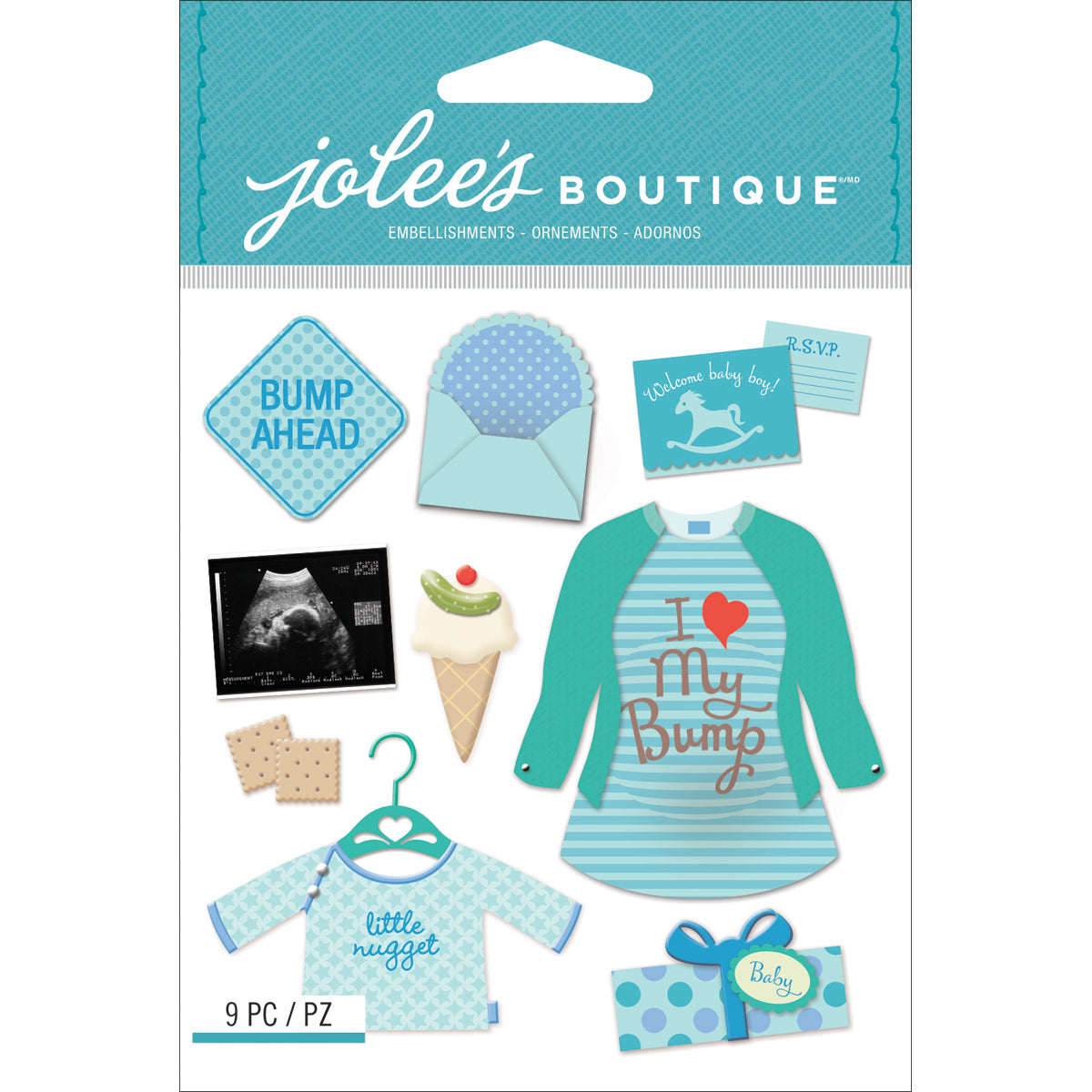 Jolee's Boutique Dimensional Stickers-Baby Boy Pregnancy