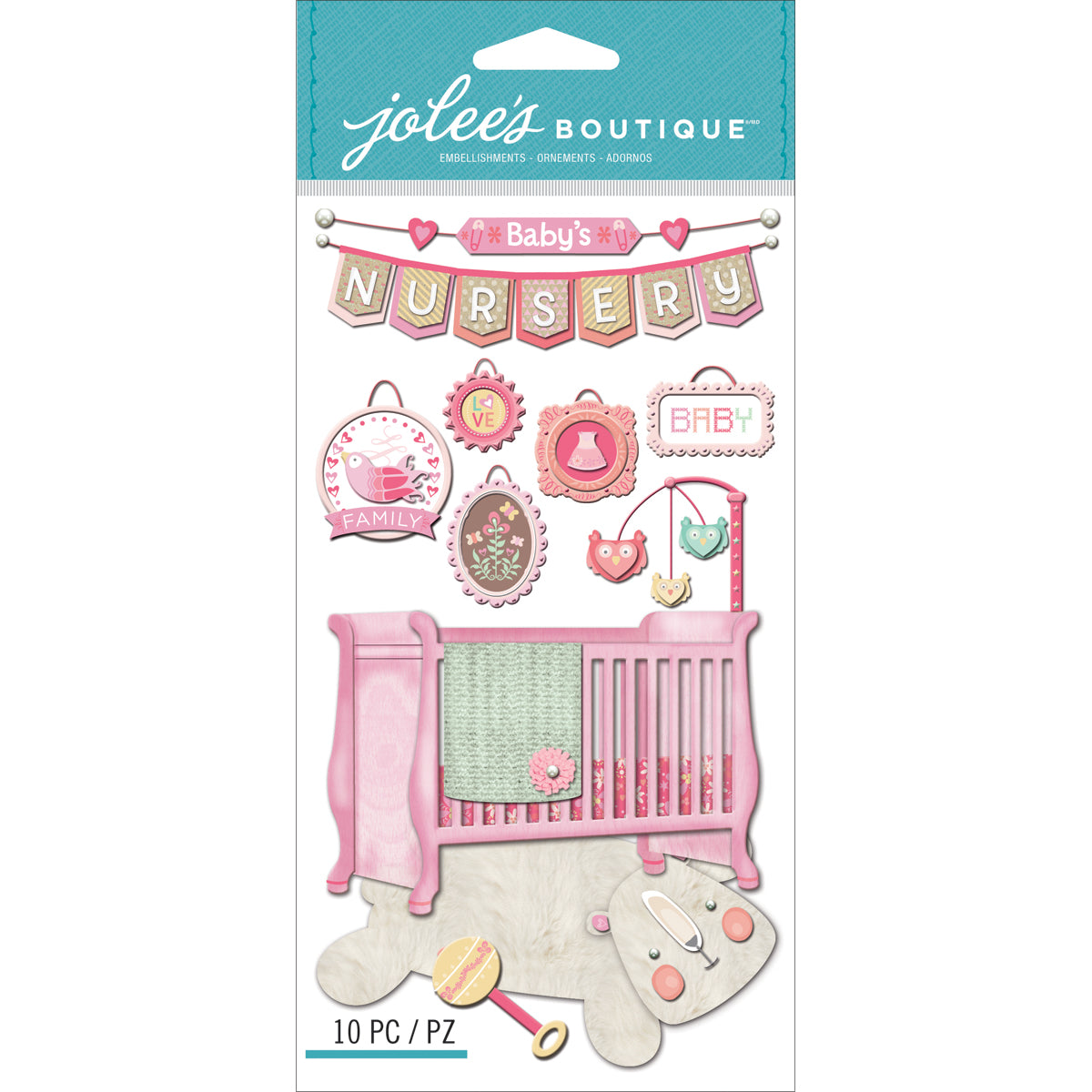 Jolee's Le Grande Dimensional Stickers-Baby Girl - Nursery