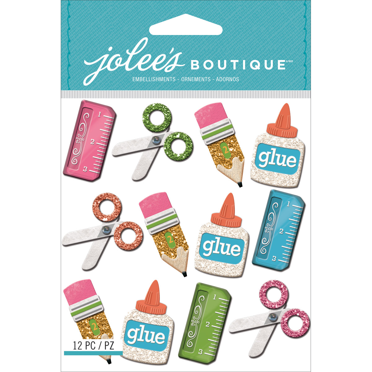Jolee's Boutique Mini Repeats Stickers - School Supplies, 12pcs