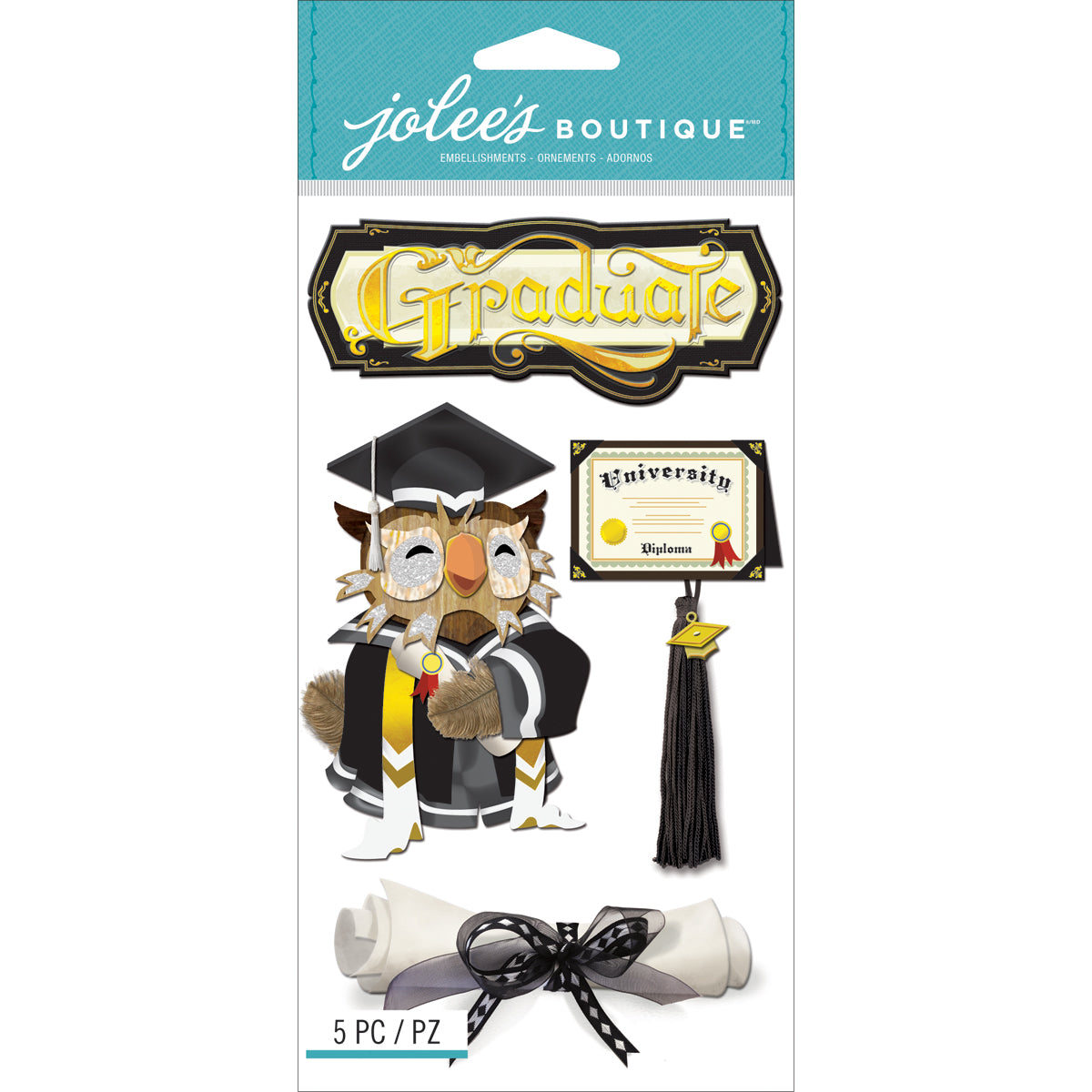 Jolee's Boutique Le Grande Dimensional Stickers - Graduation, 5pcs