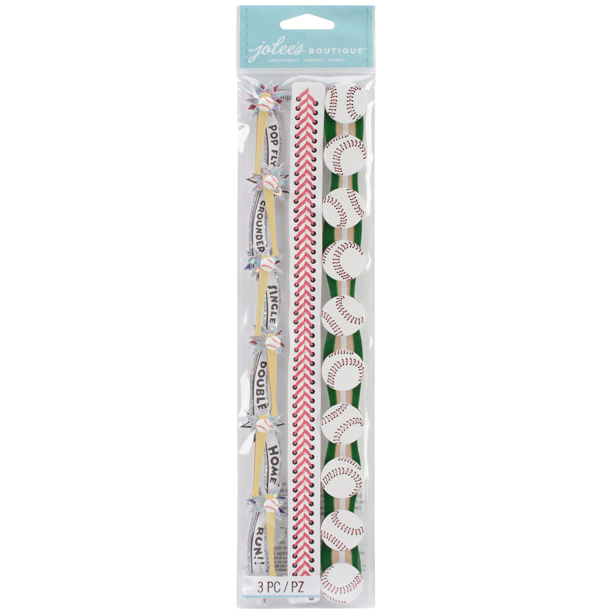 Jolee's Boutique Dimensional Stickers - Baseball Borders, 3pcs