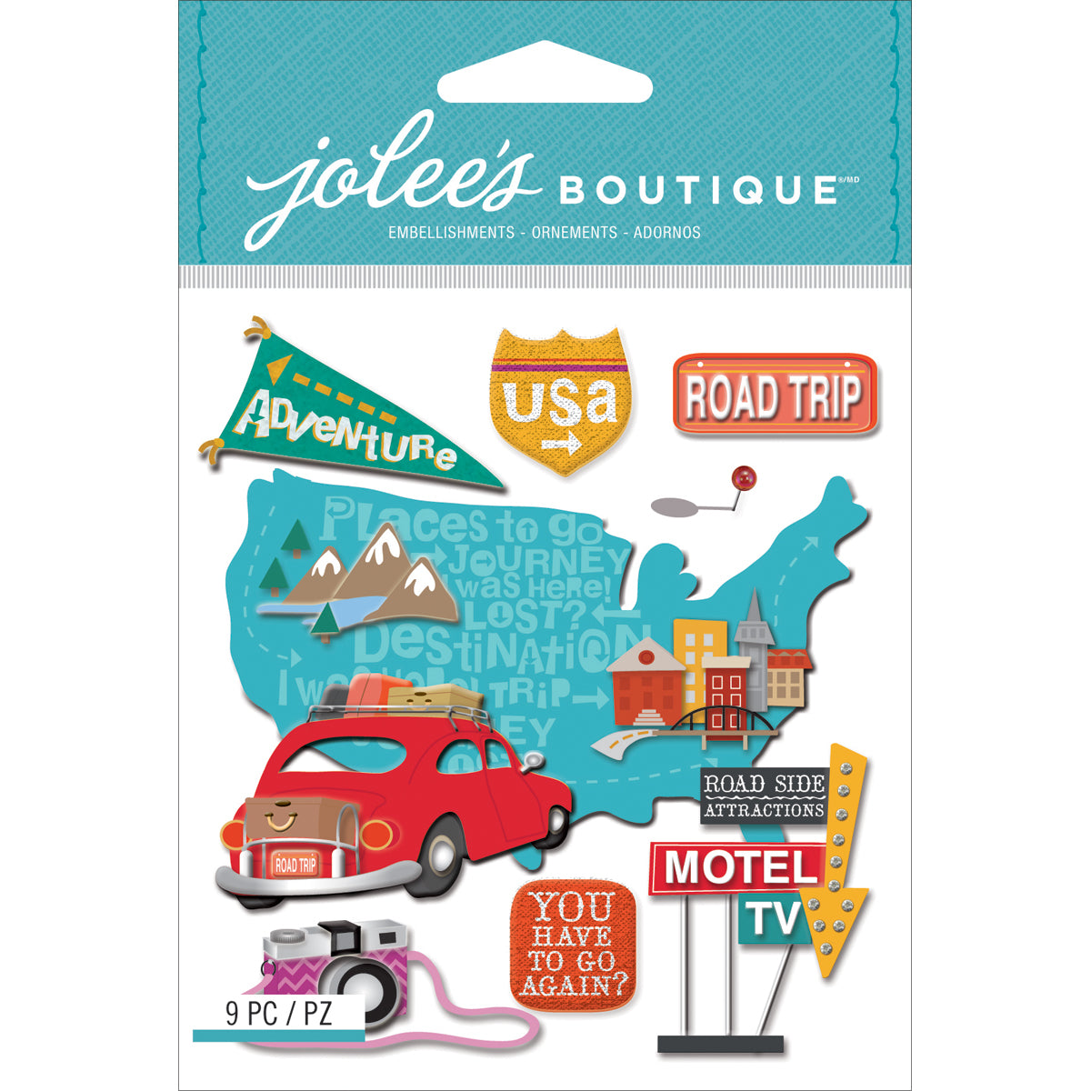 Jolee's Boutique Dimensional Stickers - Road Trip, 9pcs