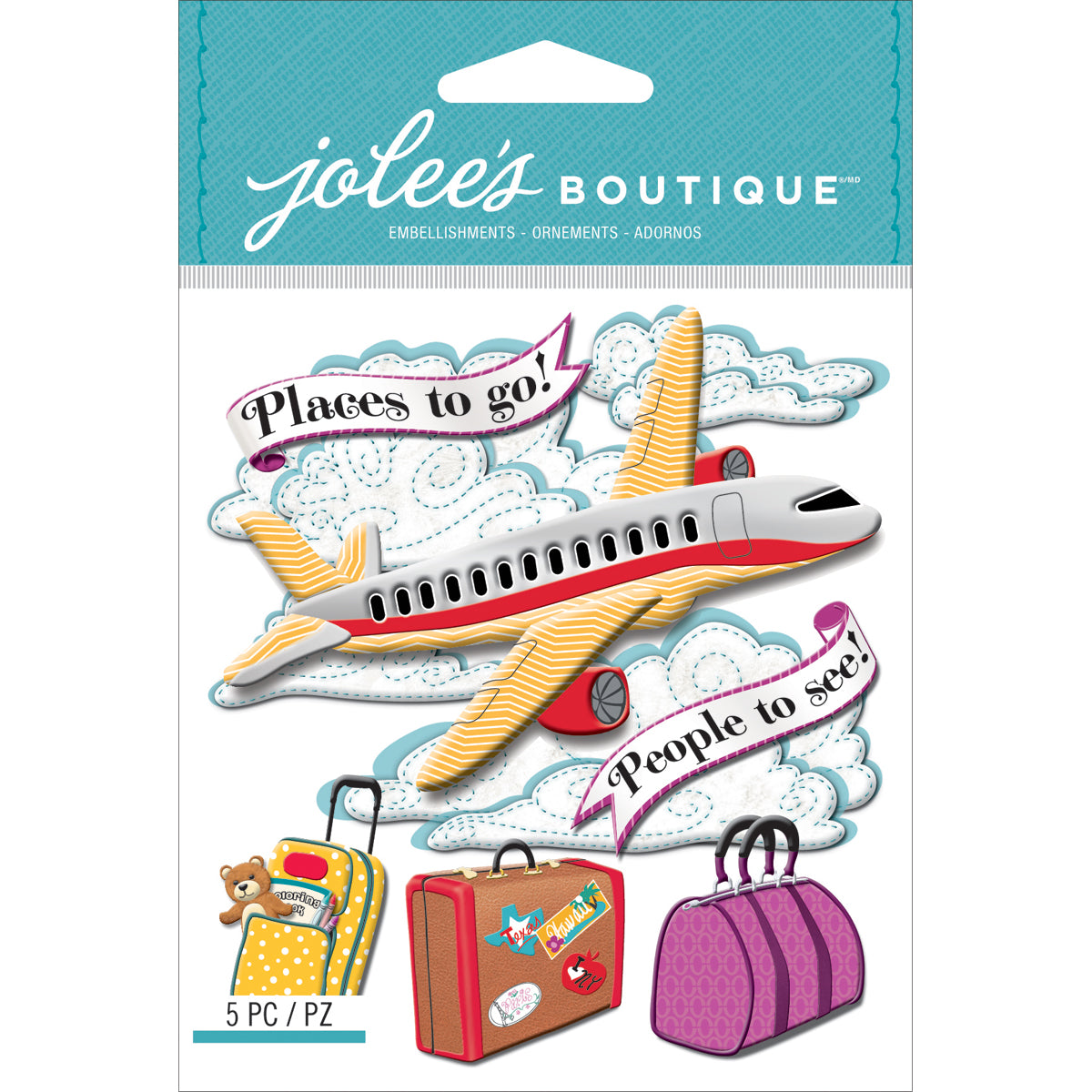 Jolee's Boutique Dimensional Stickers - Airplane, 5pcs