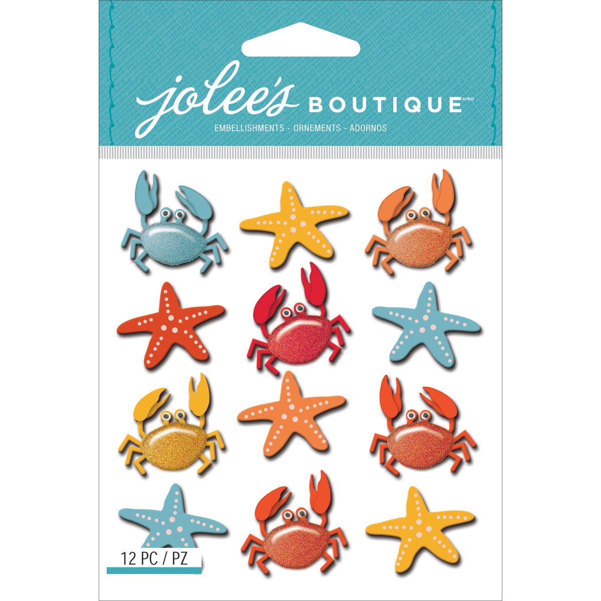 Jolee's Cabochon Dimensional Repeat Stickers-Crabs & Starfish