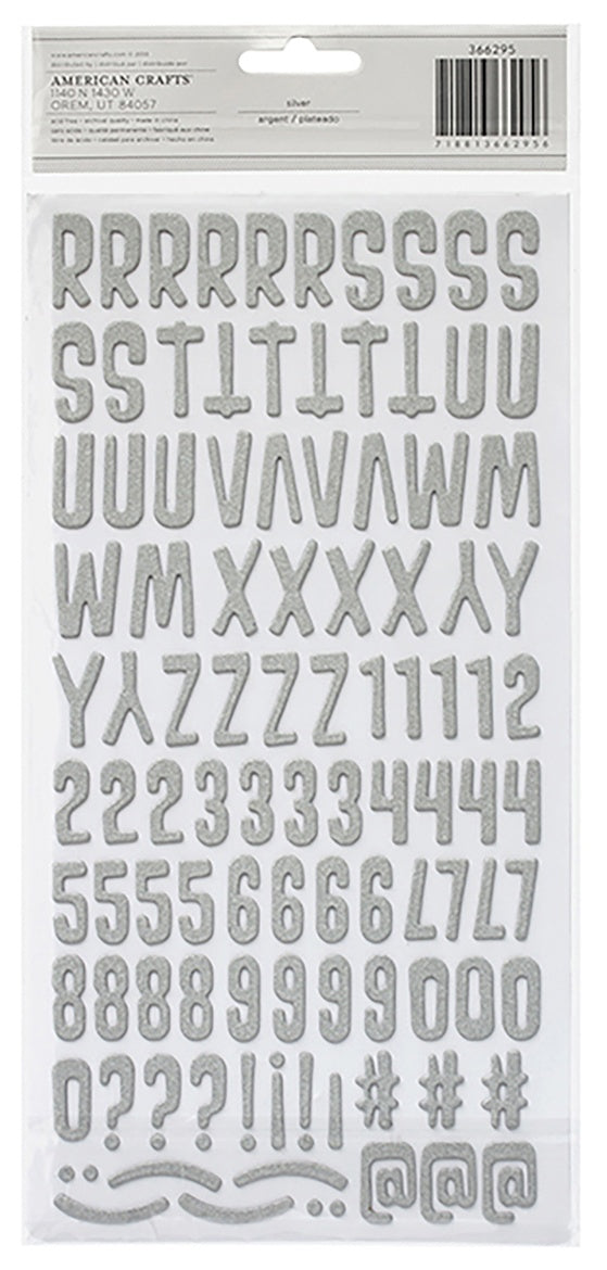 Wisecrack Silver Alphabet Glitter Thickers Stickers