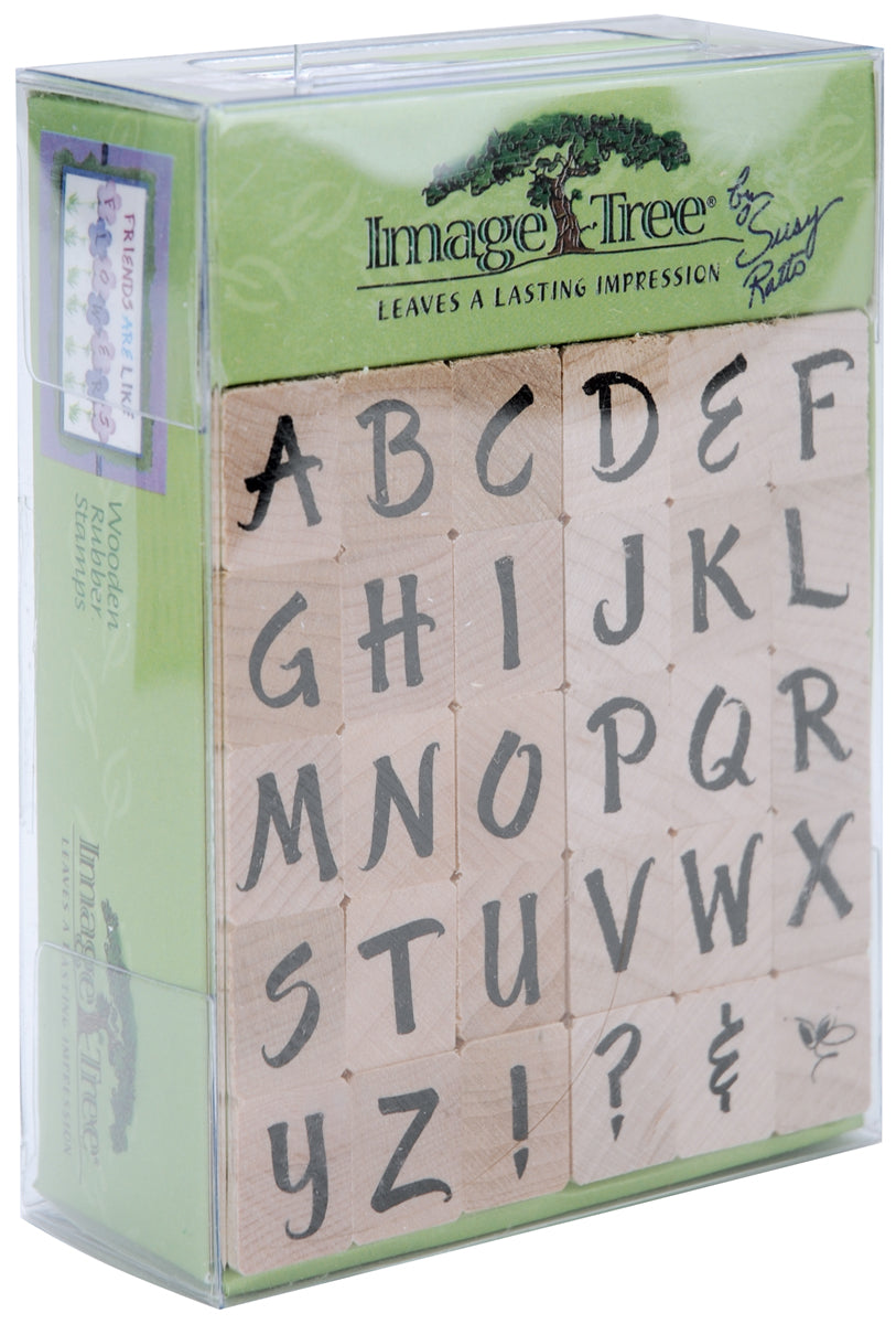 Image Tree Handle Rubber Stamp Set-Susy Ratto Brush Letter Alphabet/Upper