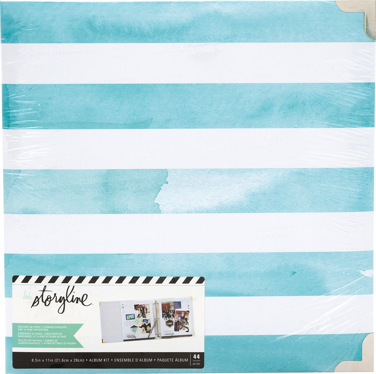 Heidi Swapp Storyline2 D-Ring Album 8.5"X11"-Watercolor Stripe