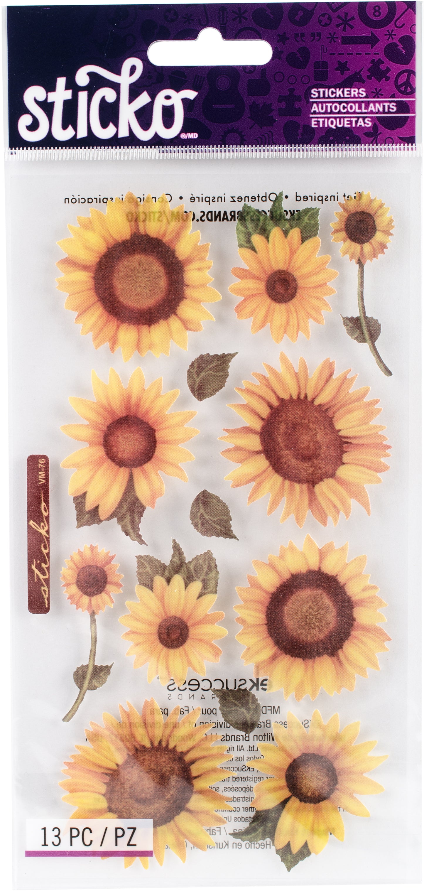 Sticko Vellum Stickers-Sunflowers
