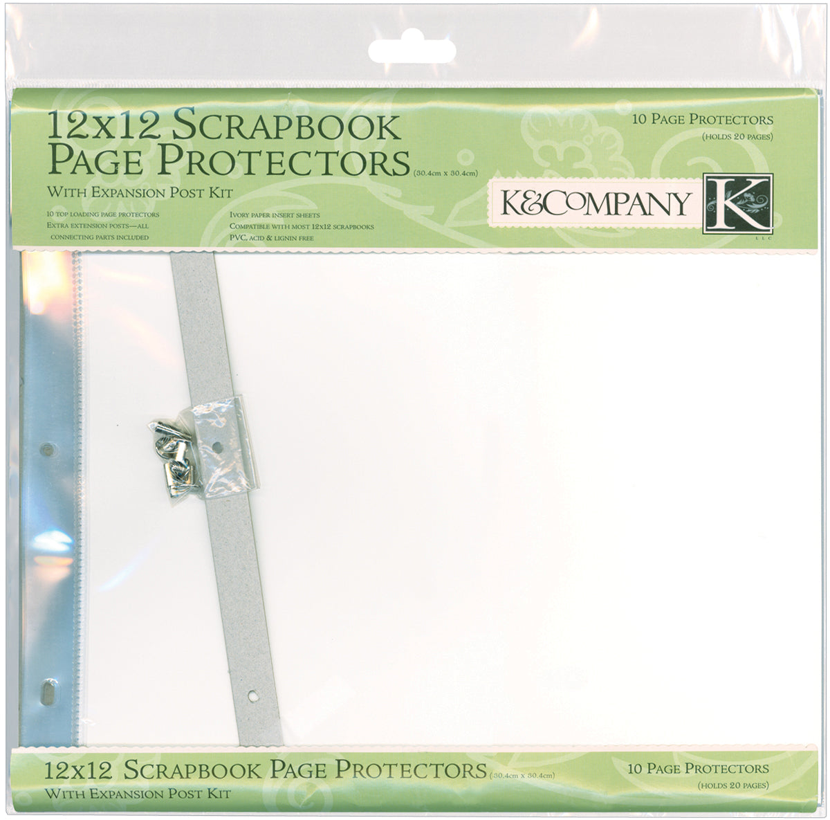 K&Company Post Bound Page Protector Refills 12"X12" 10/Pkg-W/White Inserts