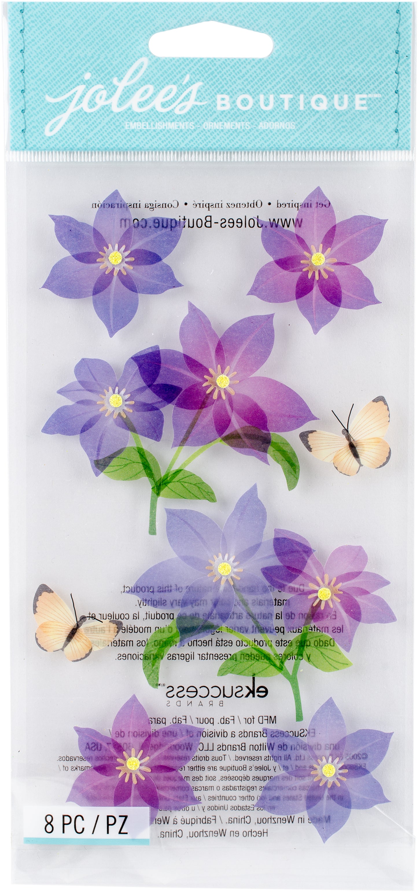 Jolee's Vellum Stickers  -Purple Flowers