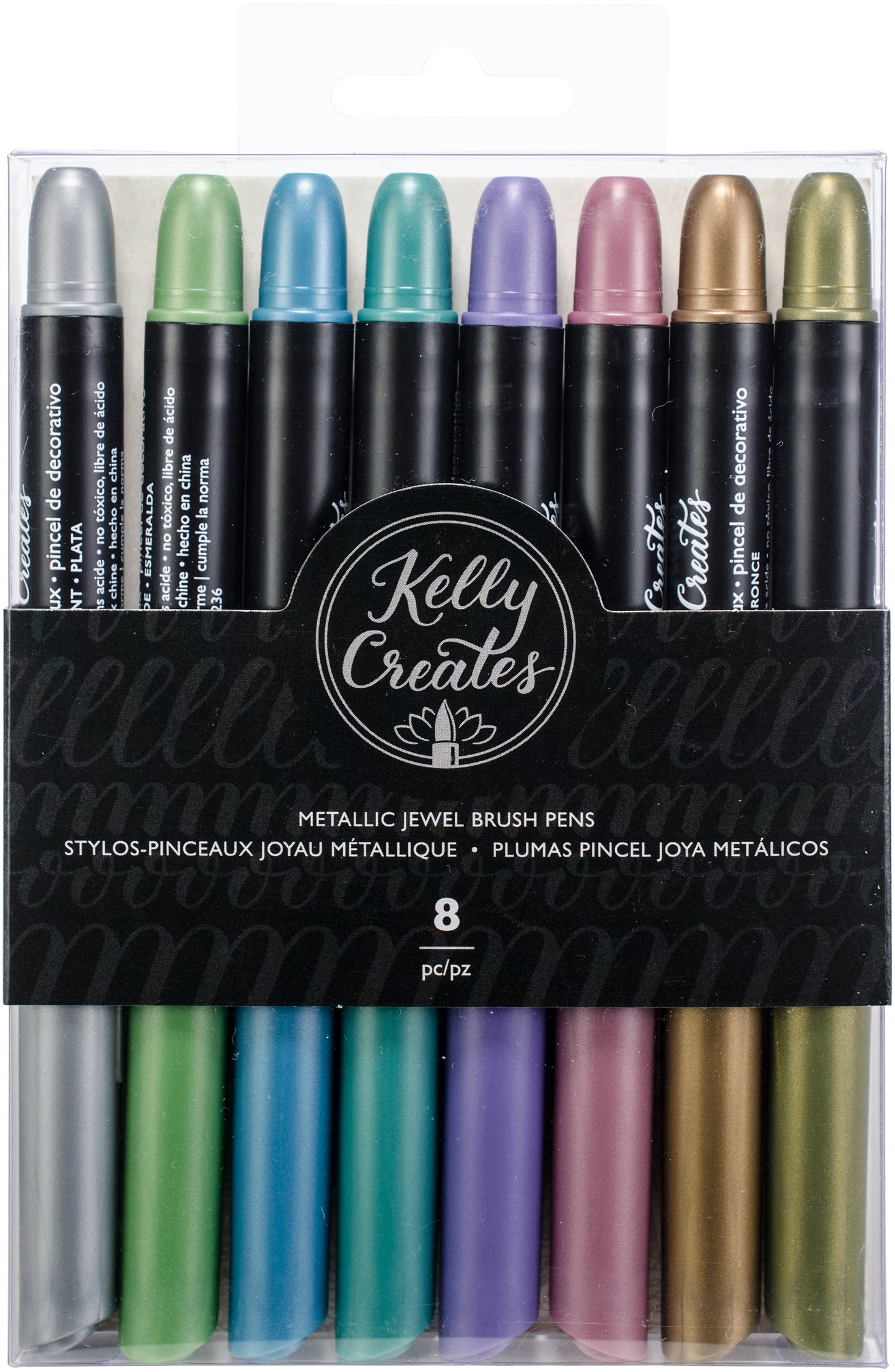 Kelly Creates Brush Pens 8/Pkg-Metallic Jewel