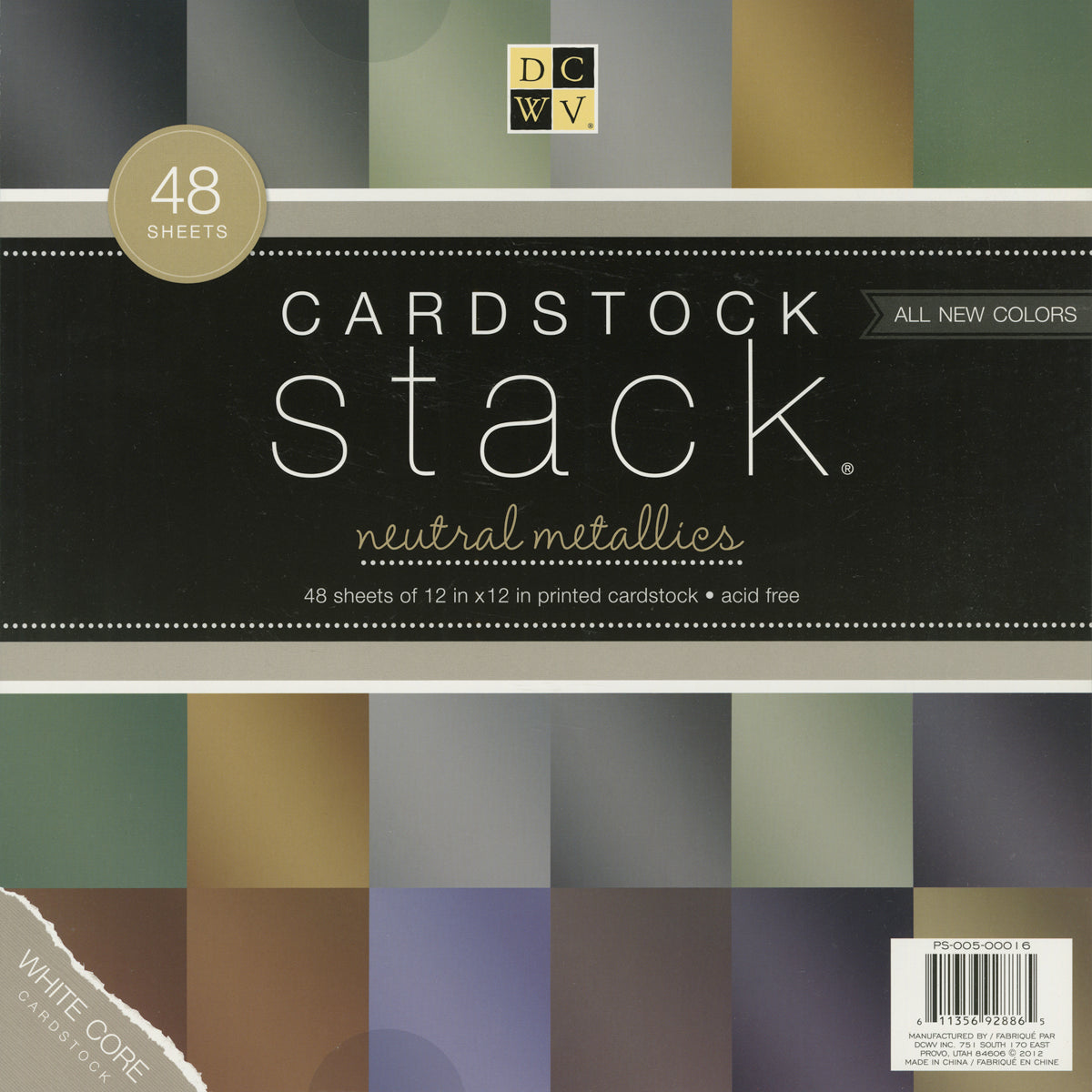 DCWV Neutral Metallics 12x12" Cardstock Stack - 48 sheets
