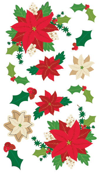 Sticko Christmas Stickers-Glitter Poinsettias