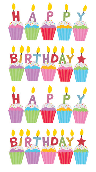 Sticko Stickers-Birthday Cakes Glitter