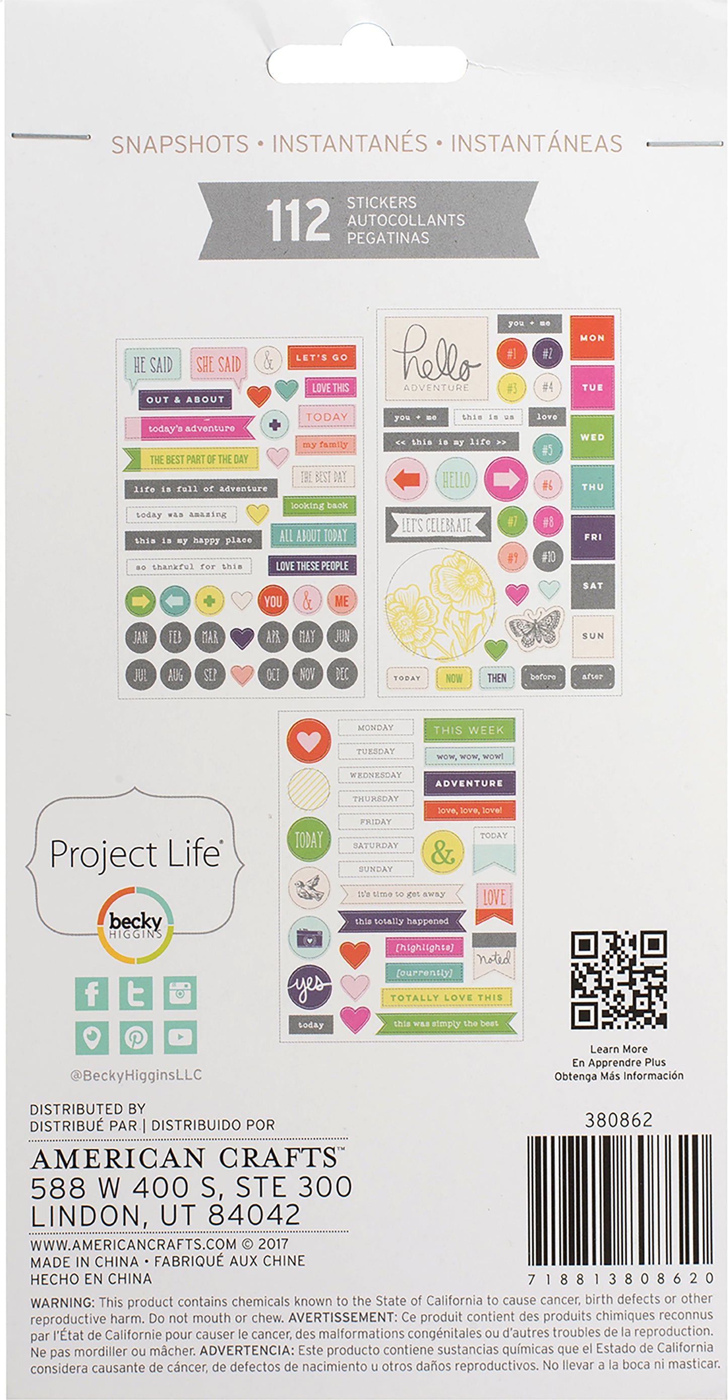 Project Life Chipboard Stickers-Snapshots