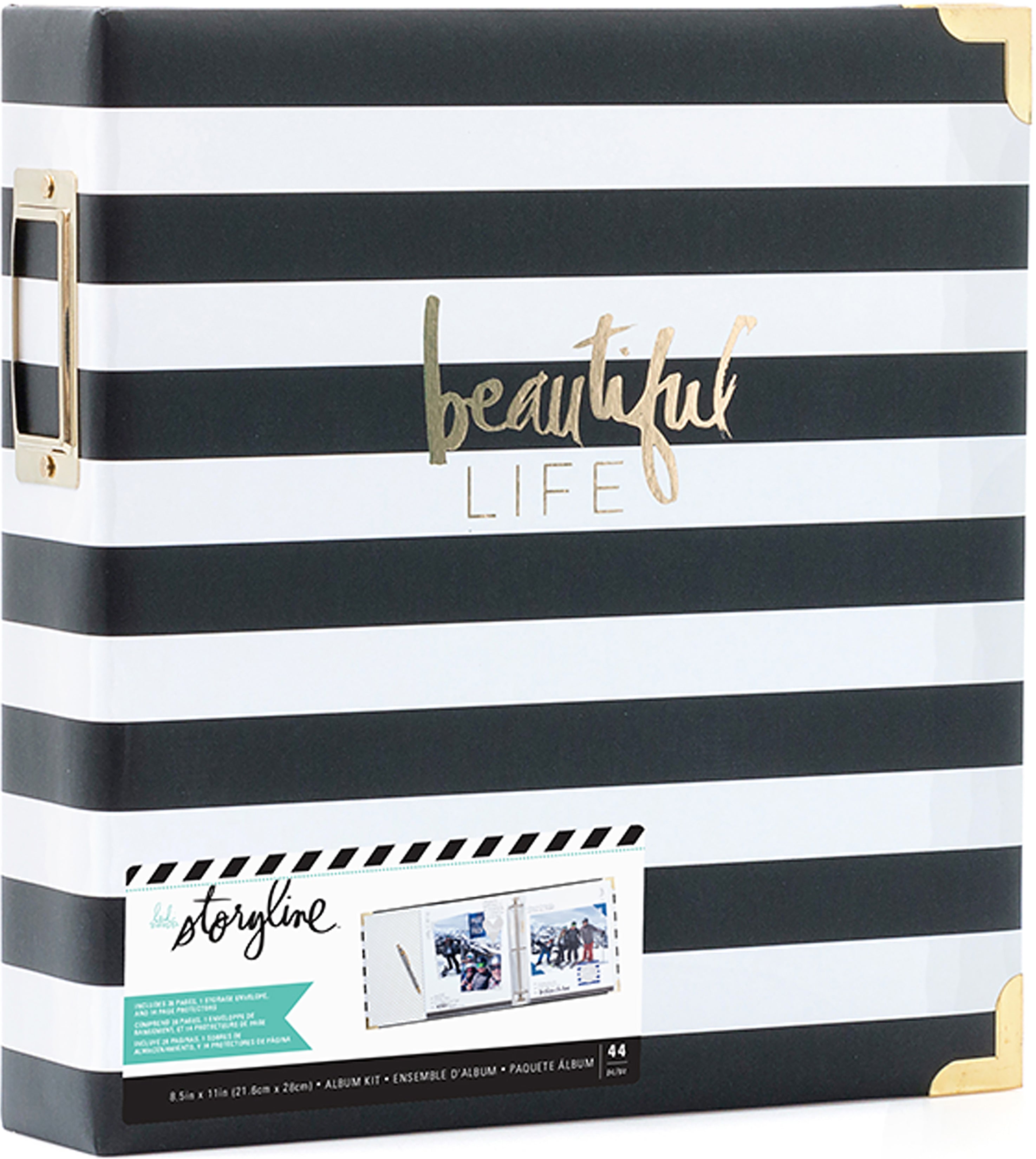 Heidi Swapp Storyline2 8.5x11" D-Ring Album - Black Stripe