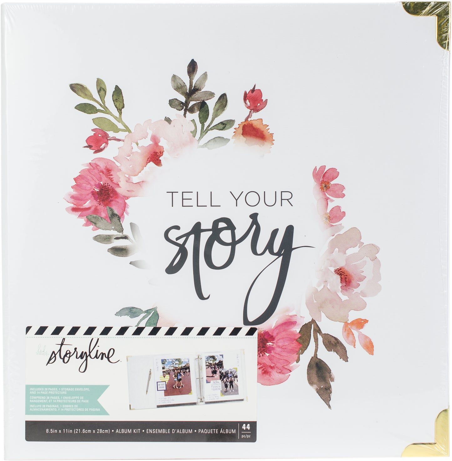 Heidi Swapp Storyline2 D-Ring Album 8.5"X11"-White Floral
