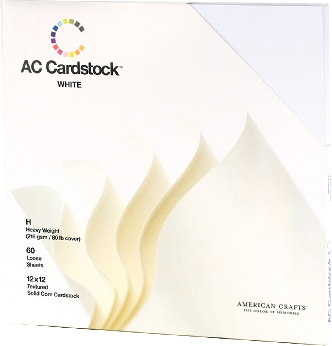 American Crafts Textured Cardstock Pack 12"X12" 60/Pkg-Solid White
