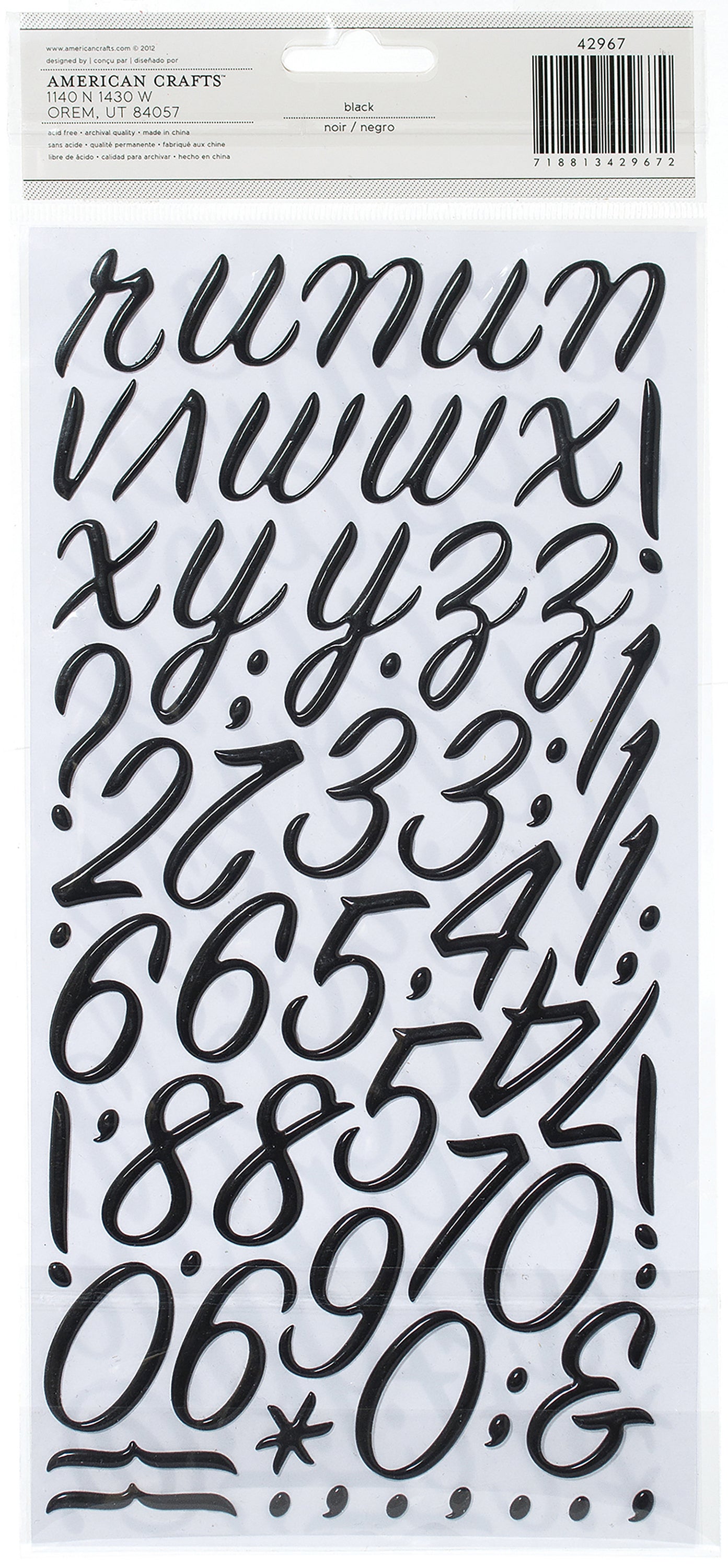 American Crafts Foil Alphabet Stickers-Rain Boots-Black, 140/Pkg