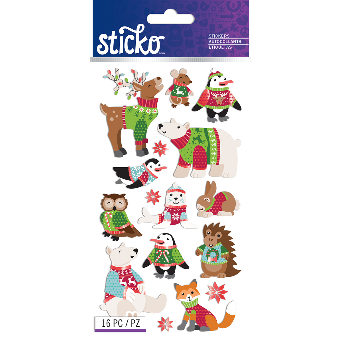 Sticko Stickers-Holiday Sweater Animals