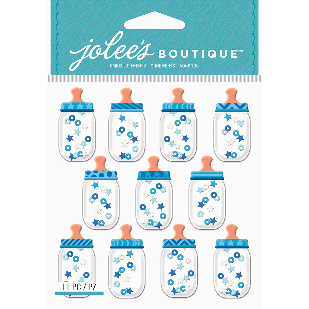 Jolee's Boutique Cabochon Dimensional Repeat Stickers - Baby Boy, 11pcs