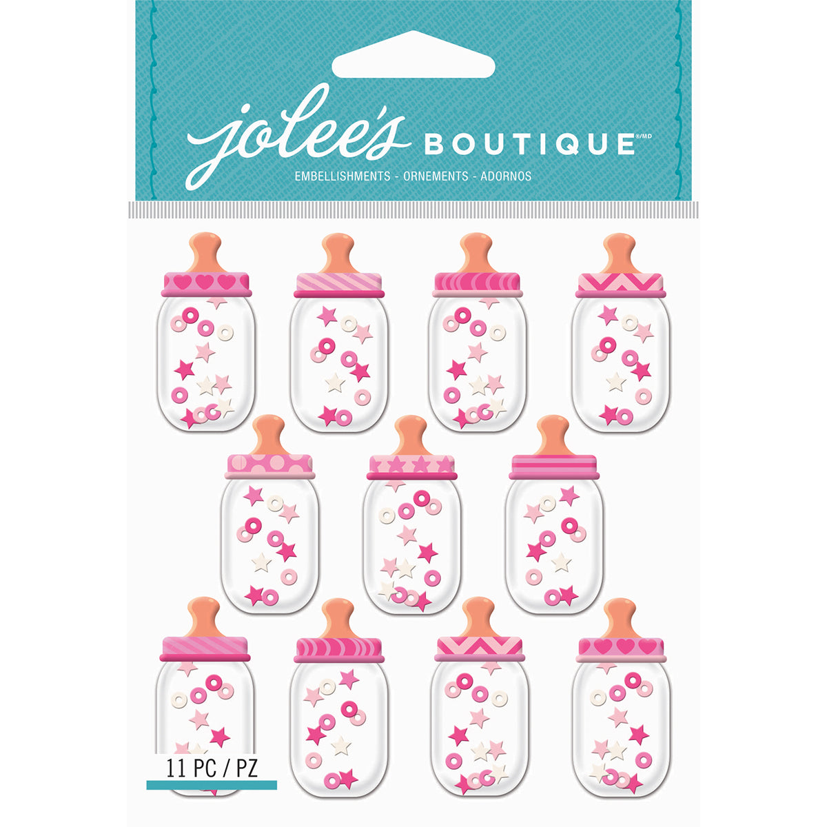 Jolee's Boutique Cabochon Dimensional Repeat Stickers - Baby Girl, 11pcs