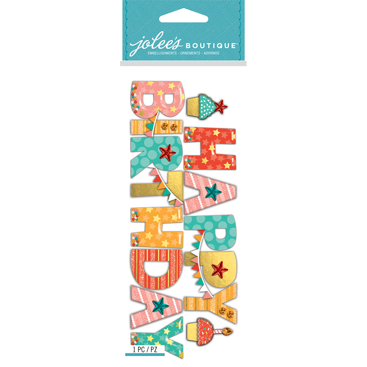 Jolee's Boutique Dimensional Stickers - Happy Birthday, 4pcs