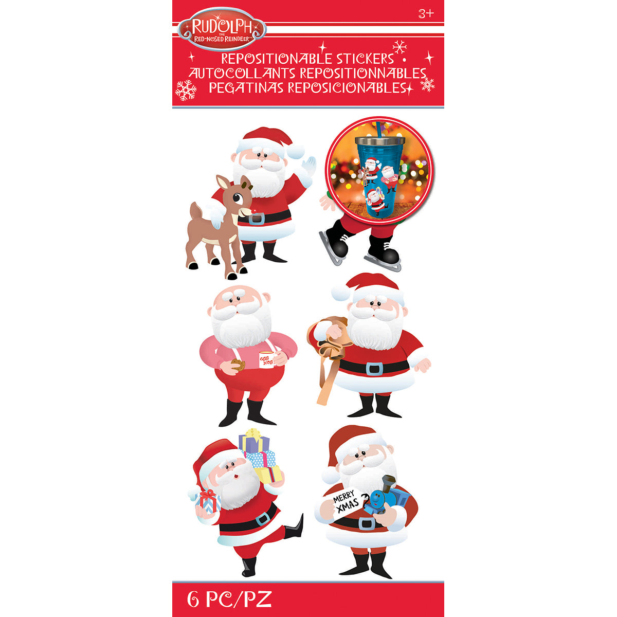 Rudolph The Red Nosed Reindeer Stickers-Santa