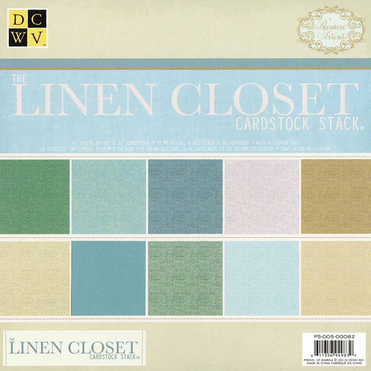 DCWV Solid 12x12" Cardstock Stack - Linen Closet