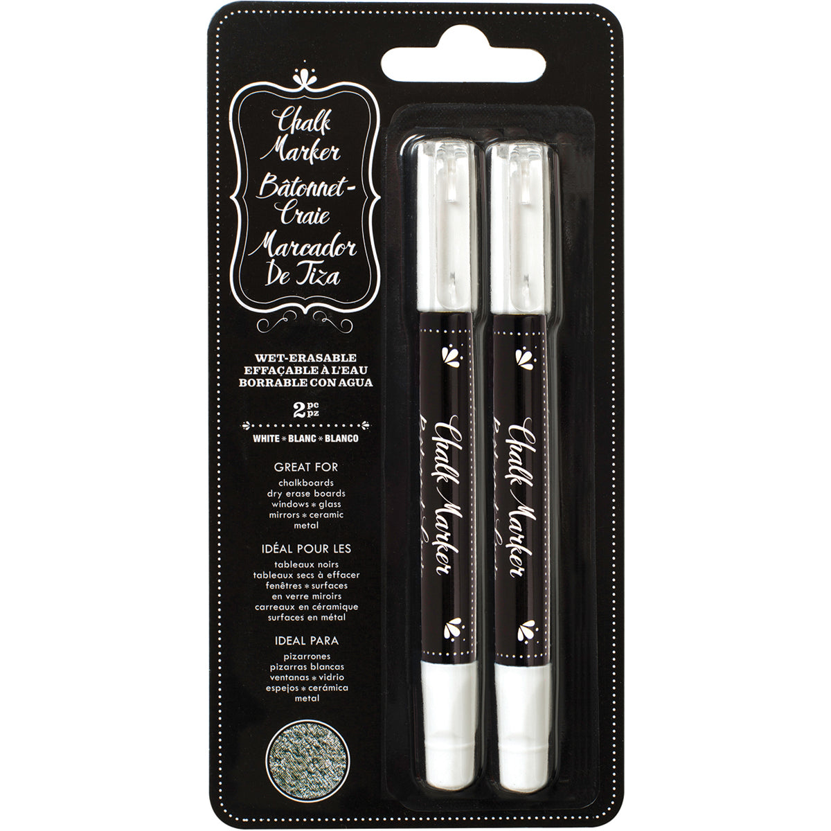 American Crafts Erasable Chalk Markers 2 Pack-White