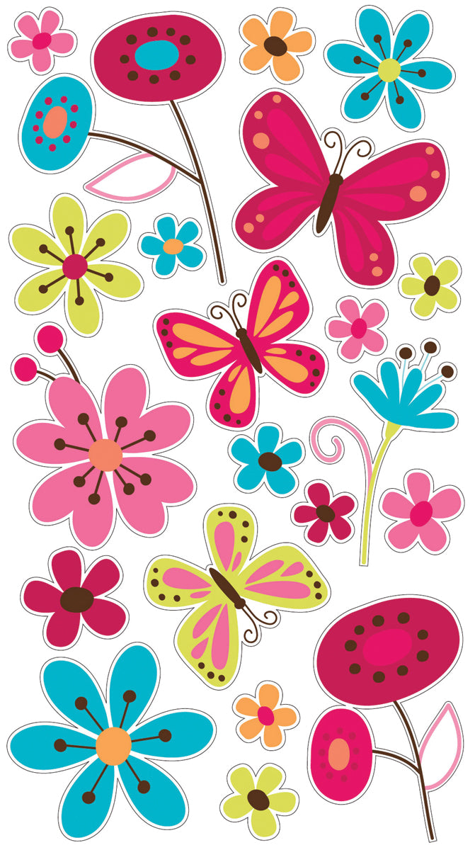Sticko Stickers - Glitter Butterfly Garden, 21pcs