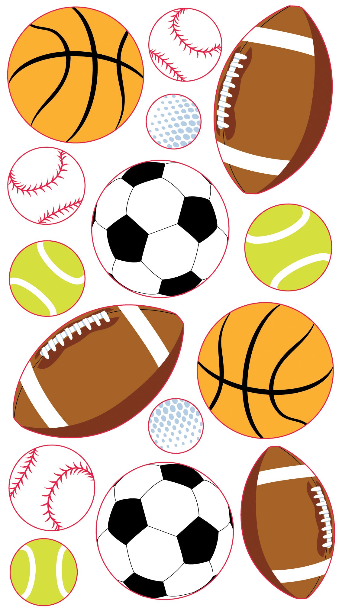 Sticko Stickers-Metallic Popular Sports Balls
