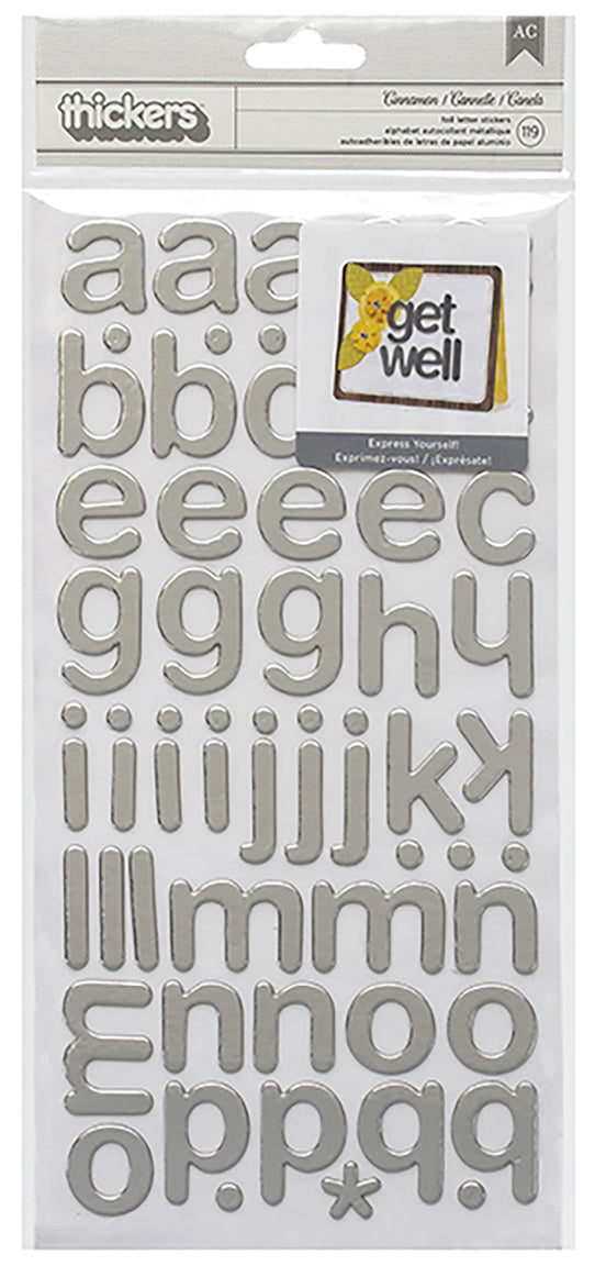 American Crafts Foil Alphabet Stickers-Maple-White, 138/Pkg