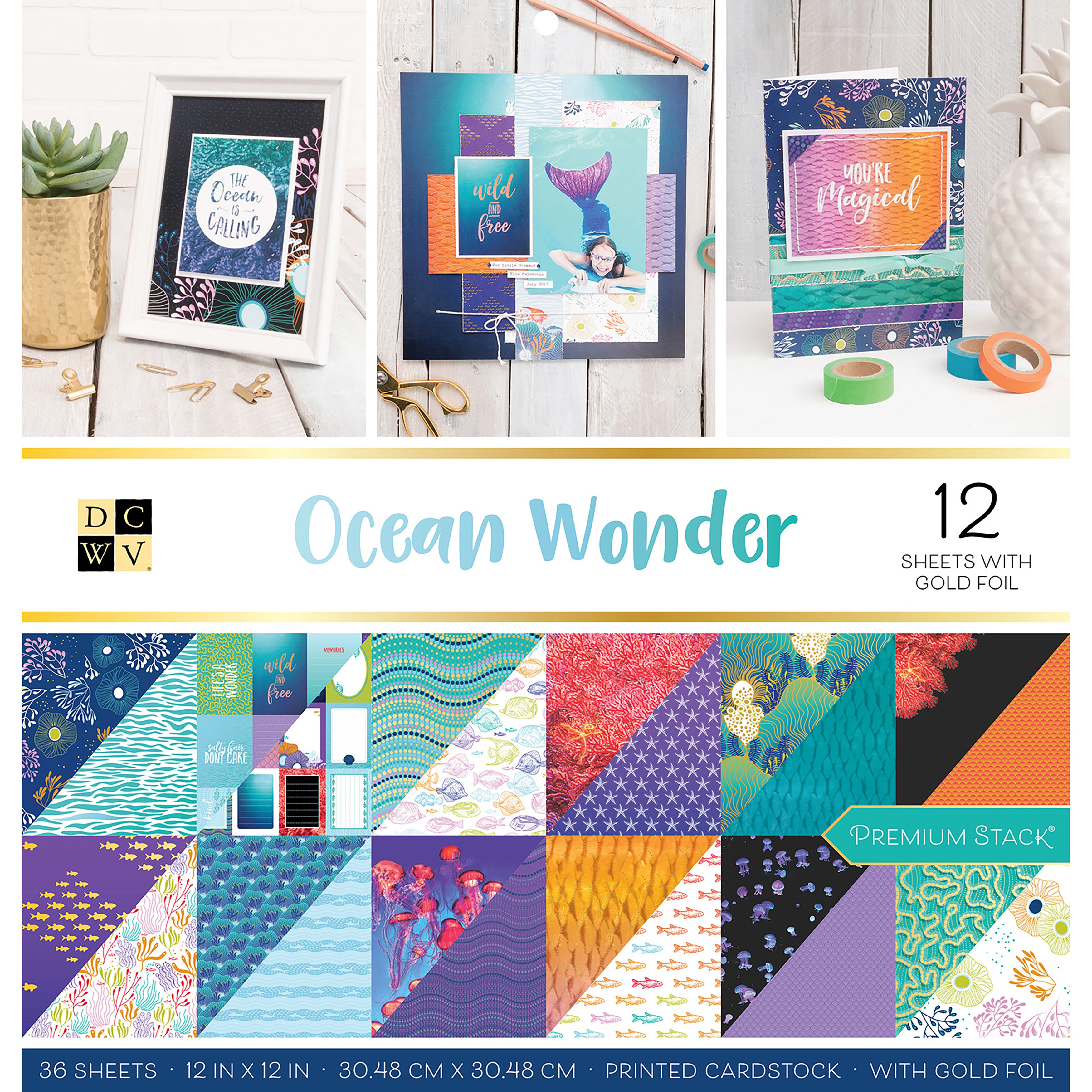 DCWV Double-Sided 12x12" Cardstock Stack - Ocean Wonder