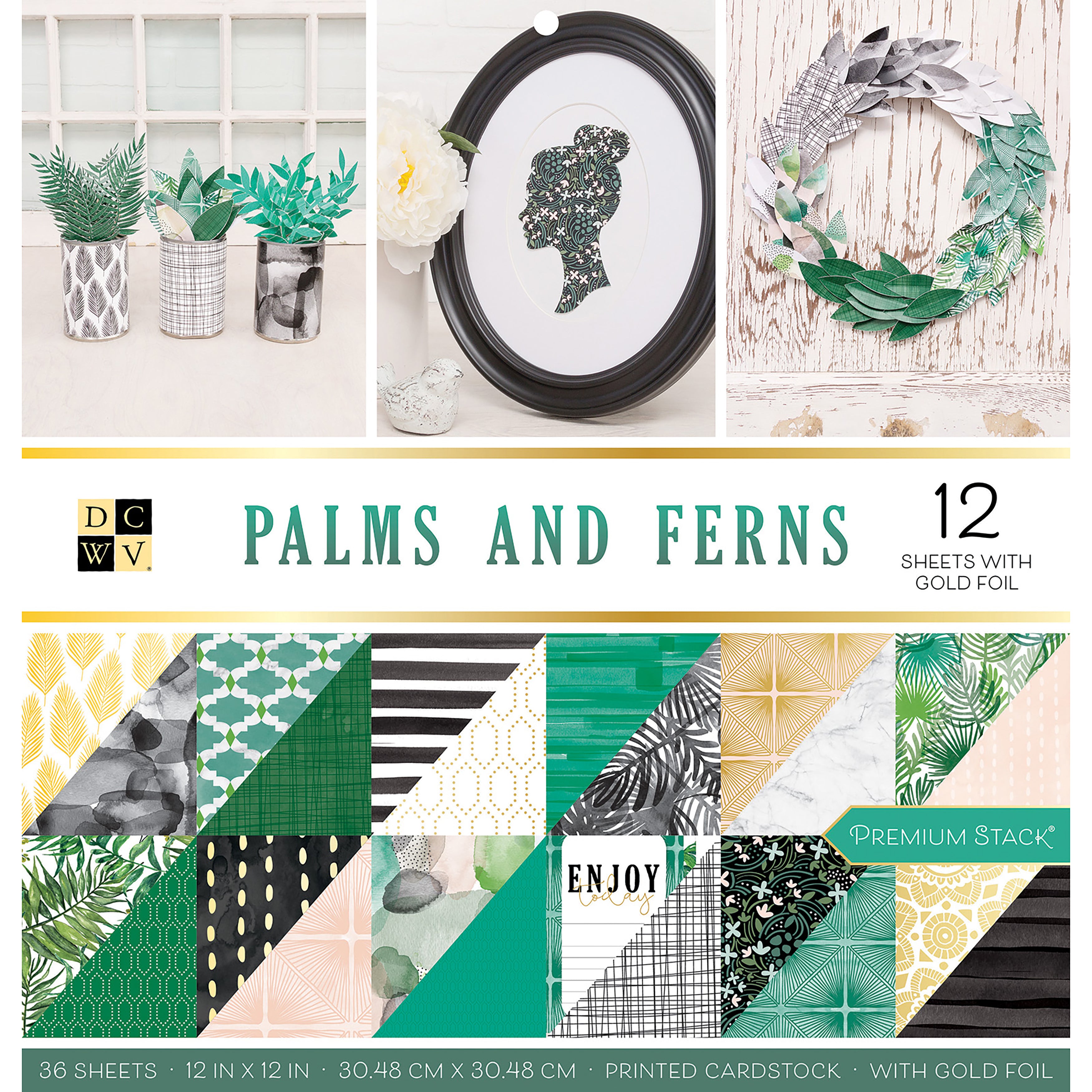 DCWV Double-Sided 12x12" Cardstock Stack - Palms & Ferns