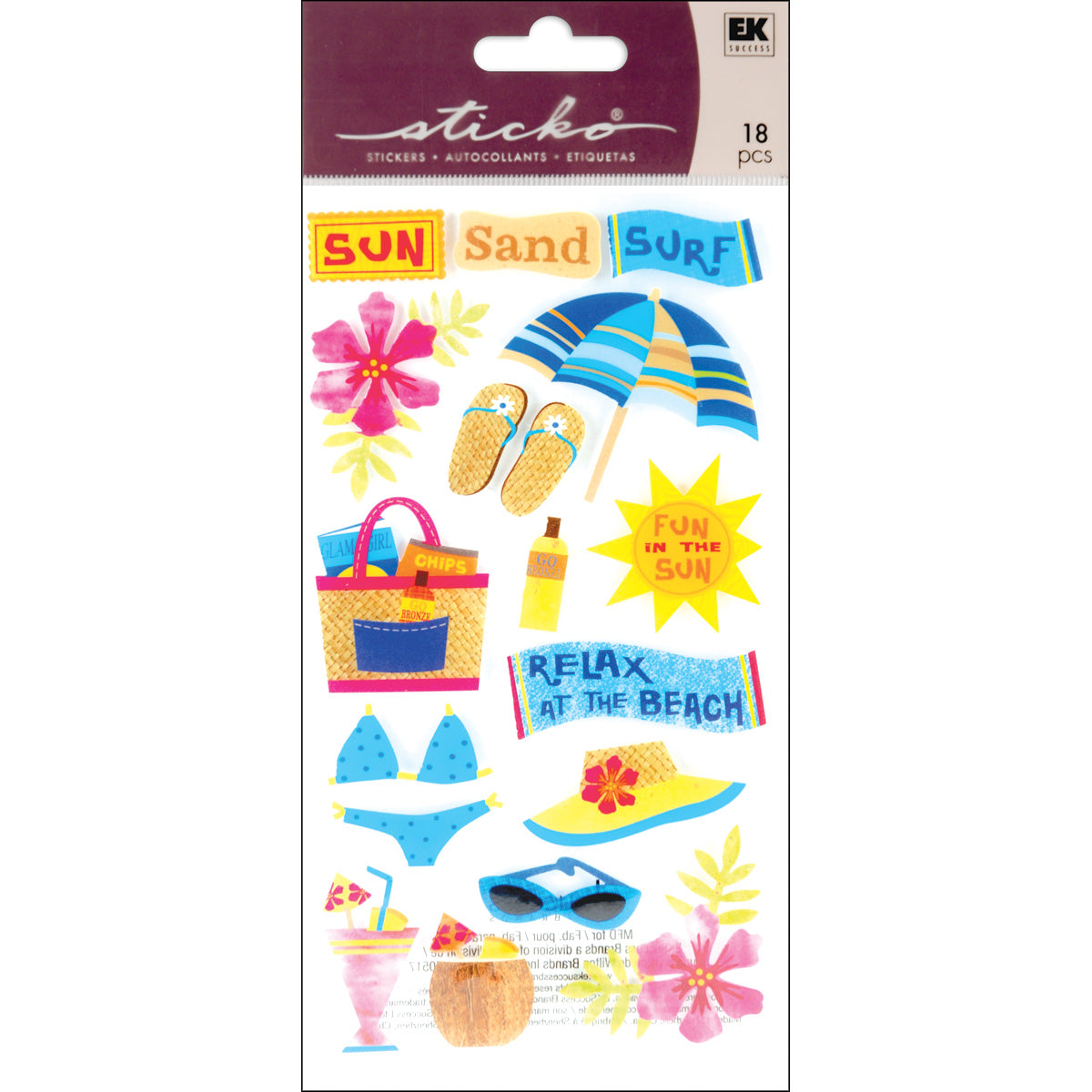 Falling Sand Sticker Sticko Stickers-Sun, Surf & Sand – American Crafts