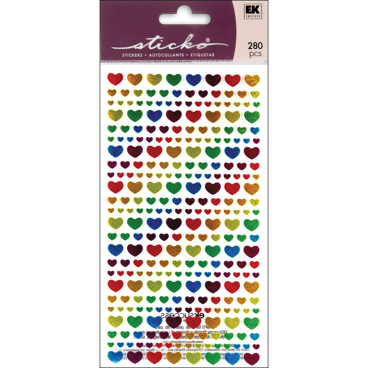 Sticko Stickers-Metallic Rainbow Hearts