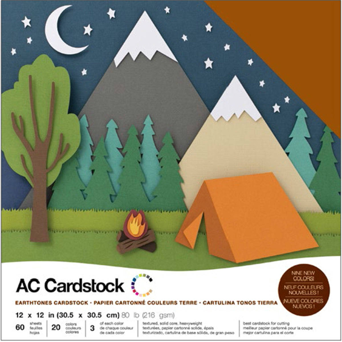 American Crafts Variety Cardstock Pack 12"X12" 60/Pkg-Earthtones