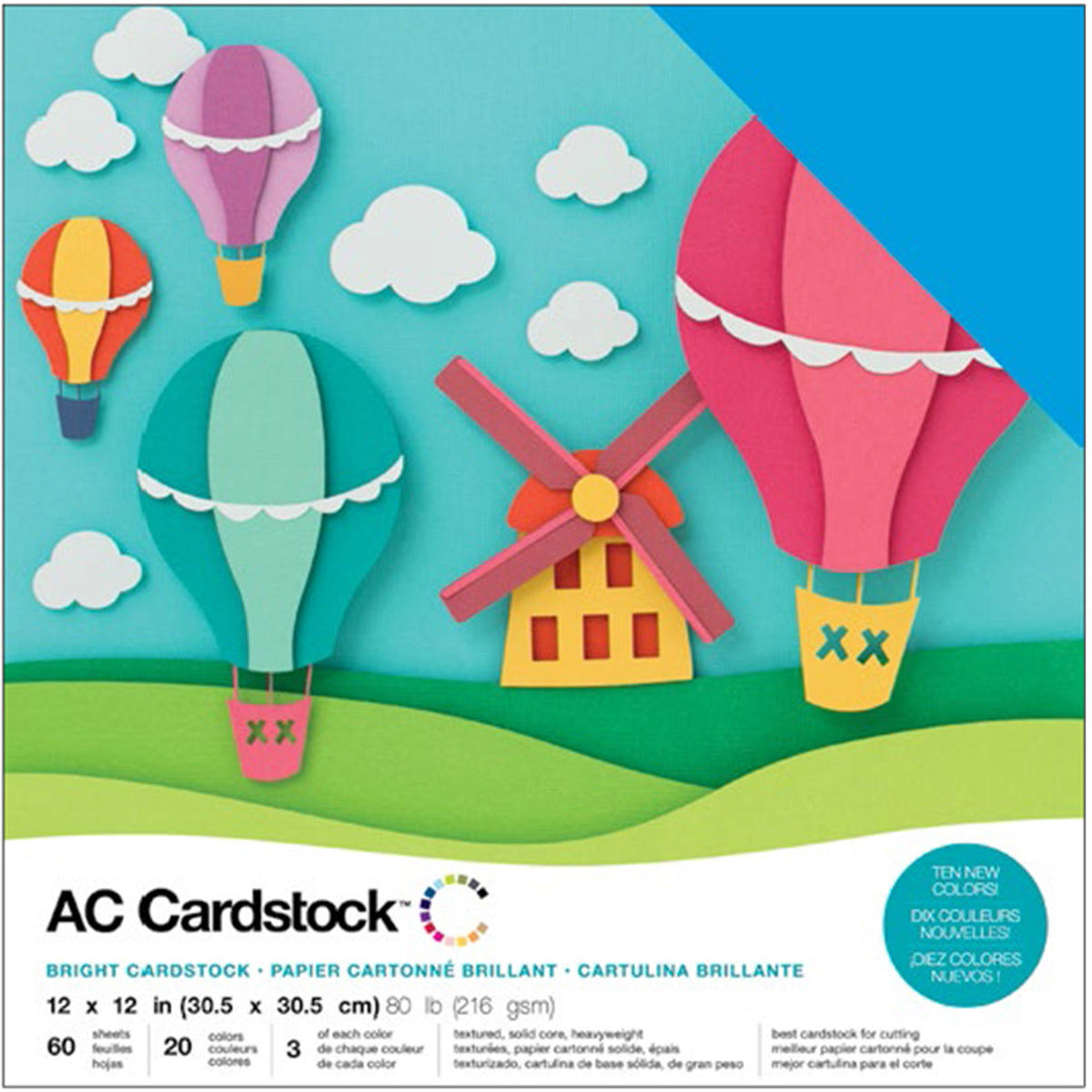 American Crafts Variety Cardstock Pack 12"X12" 60/Pkg-Brights