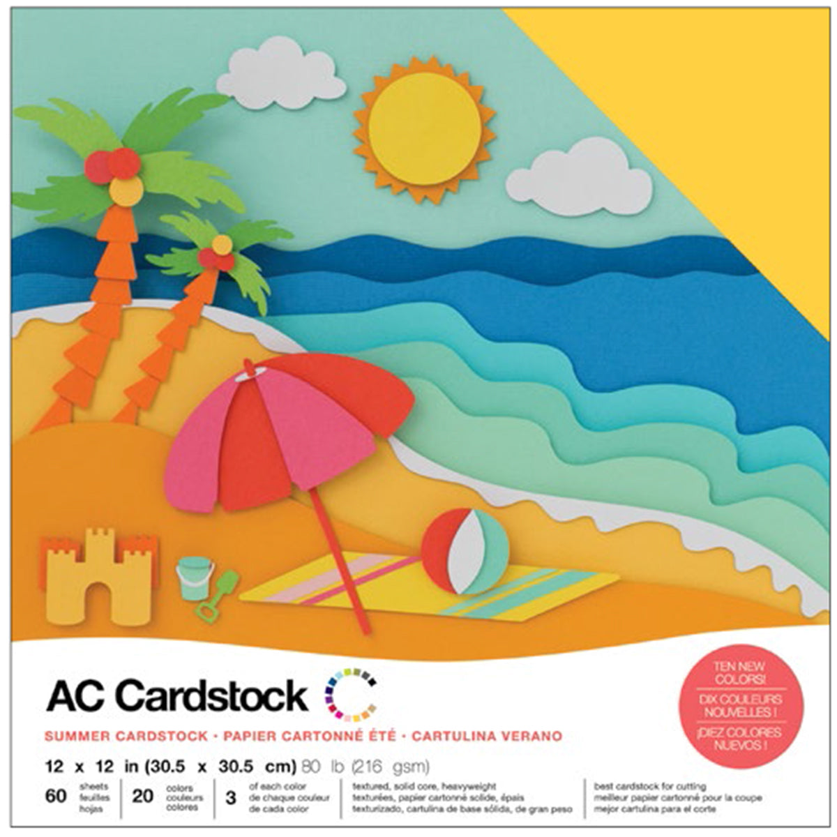 American Crafts Variety Cardstock Pack 12x12" 60/Pkg-Summer