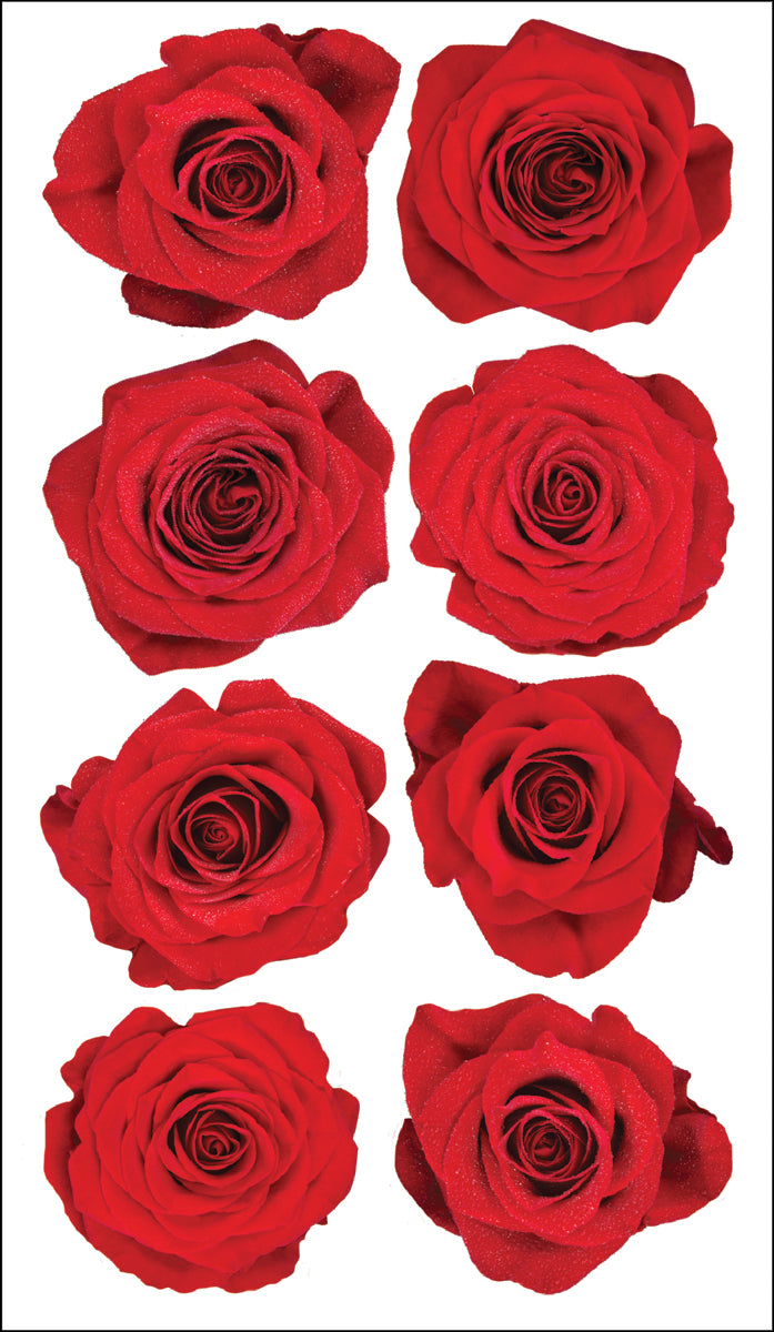 Sticko Stickers - Red Roses, 8pcs