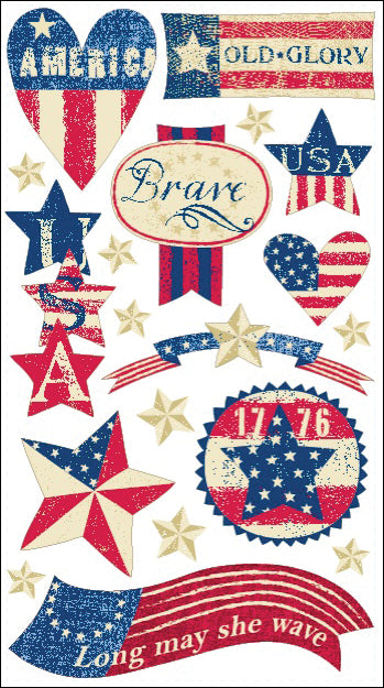 Sticko Stickers Vintage Patriotic Words