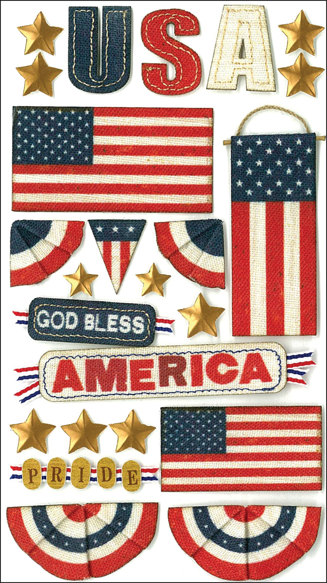 Jolee's Le Grande Dimensional Stickers-God Bless America