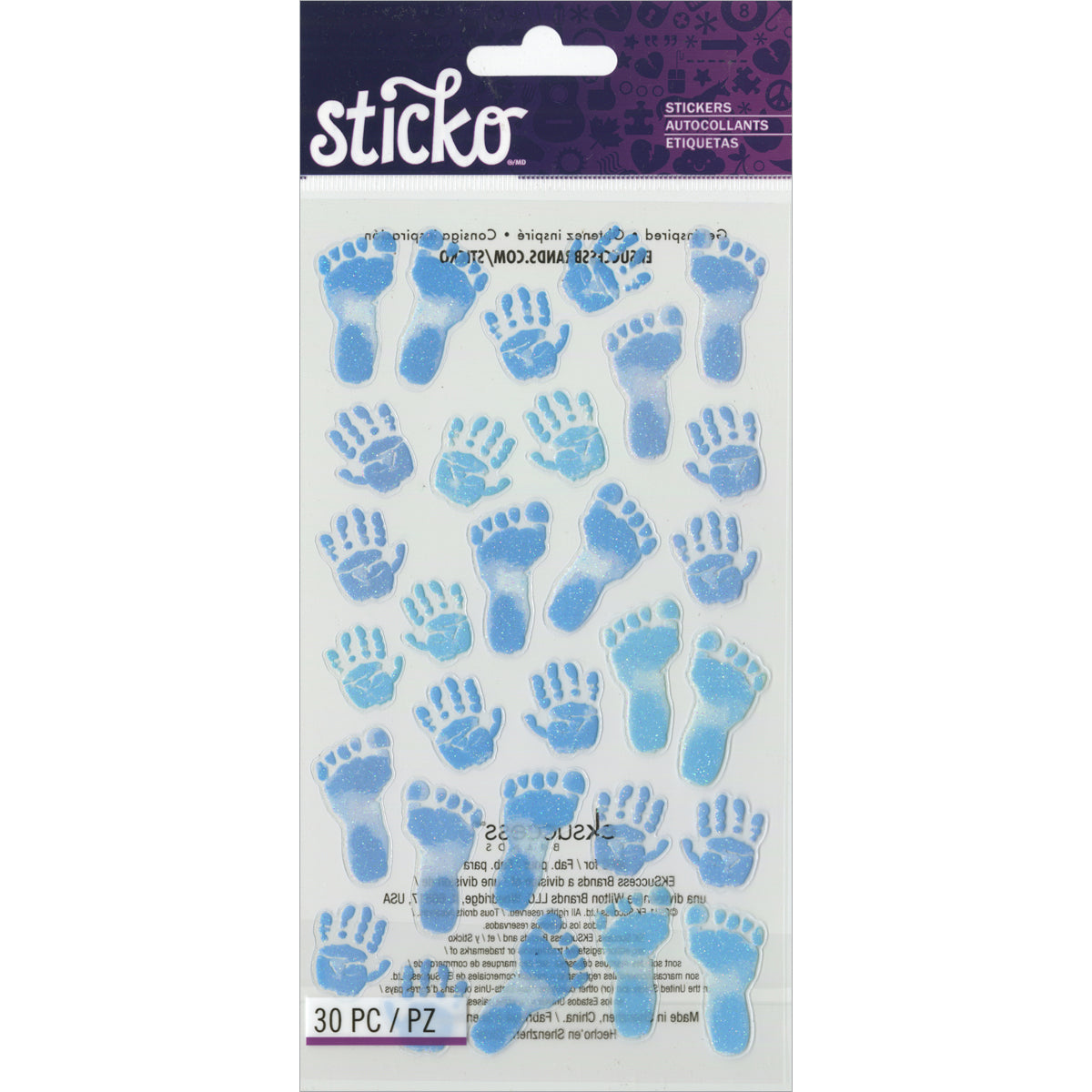 Sticko Stickers - Baby Prints, Blue Boy, 30pcs