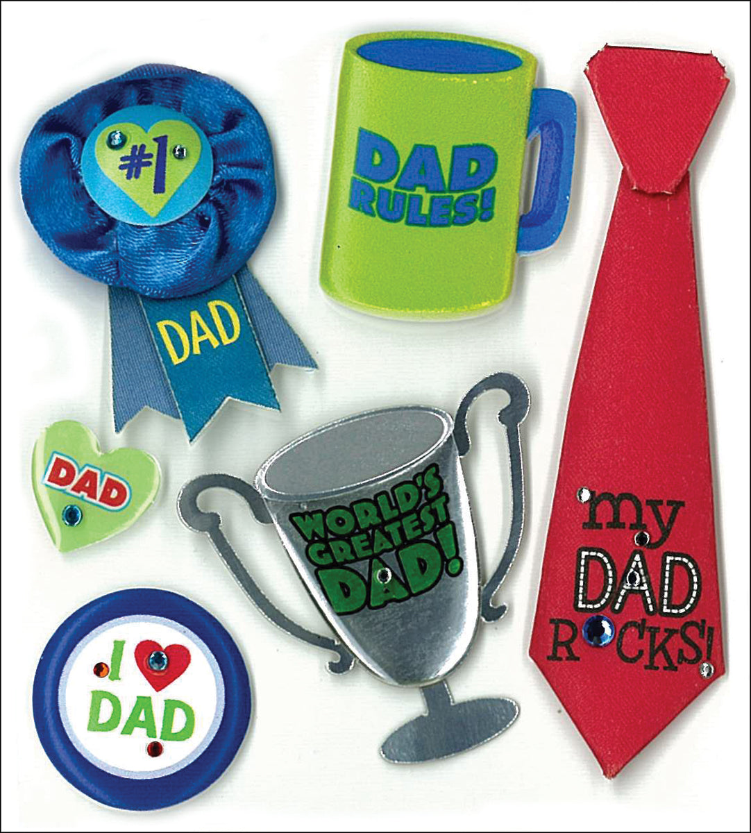 Jolee's Boutique Dimensional Stickers - No. 1 Dad, 6pcs